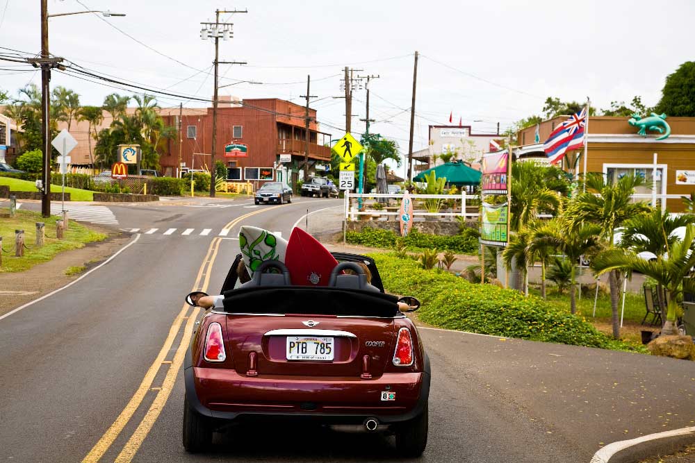 voiture de surfeur à Hawaii